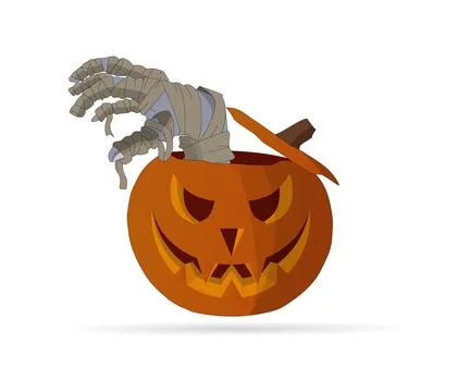 Mummy hand and pumpkin vector illustration Stock Illustration