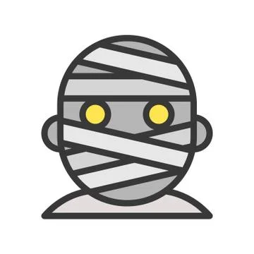 Mummy head vector, halloween character editable stroke 스톡 일러스트