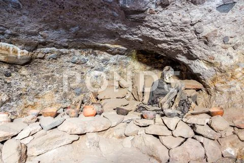 Mummy inside tunupa volcano Stock Photos