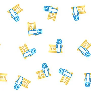 Mummy museum exhibit vector seamless pattern Stock Illustration