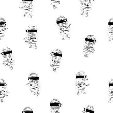 Mummy pattern seamless cute cartoon character collection, Halloween texture Illustrazione stock