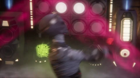 The mummy queen rocks the alien crowd in a temple Stock Footage 293961126