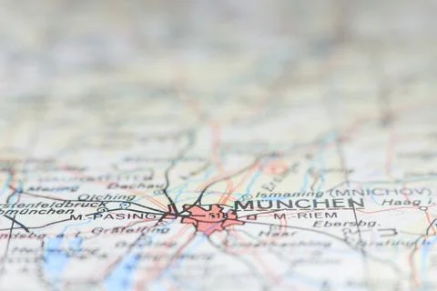 Munchen, Germany close up on map Stock Photos