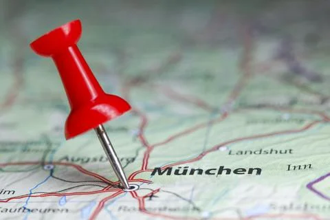 Munchen, Germany pin on map Stock Photos