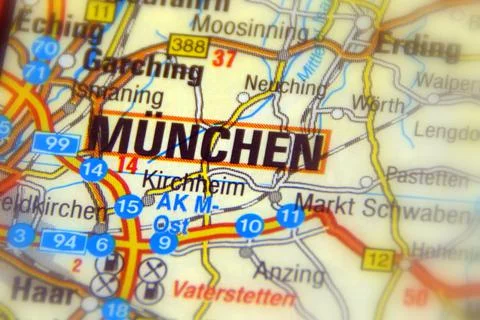 Munchen on a map Stock Photos