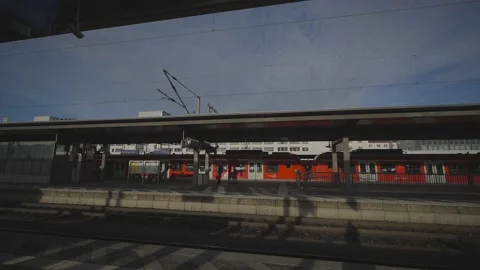 Munchen Ost or Ostbahnhof. Munich eastern railway station. Platfoms of railroad Stock Footage 229649179