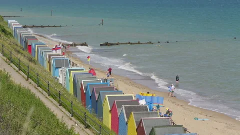 Mundesley Beach huts Video stock 313407693