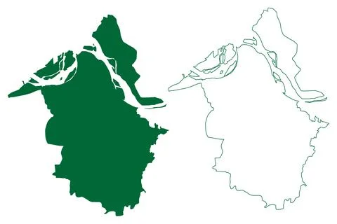 Munger district (Bihar State, division, Republic of India) map vector illustr Stock Illustration