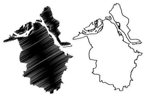 Munger district (Bihar State, division, Republic of India) map vector illustr Stock Illustration