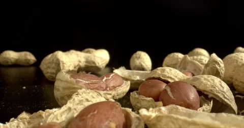 Mungfali close up. Cracking the shell of the crunchy nut. Stock Footage 146648798