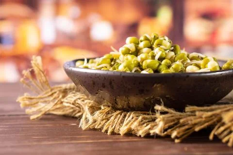 Mungo bean sprouts with rustic kitchen Stock Photos