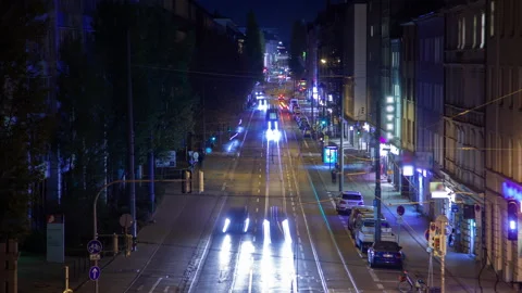 Munich Aerial Night Timelapse: Light Trails &amp; Cityscape Stock Footage 240348466