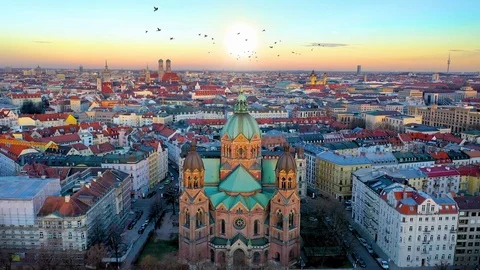 Munich aerial skyline aerial timelapse Stock Footage
