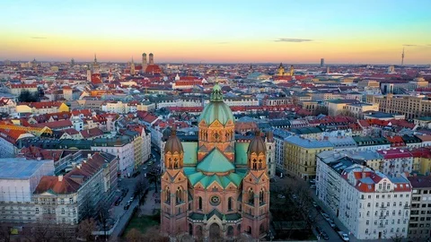 Munich aerial skyline view Video stock 126325524