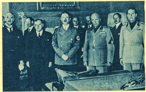 Munich agreement - Czechoslovakia has ceased to exist. From left - Neville Ch Stock Photos