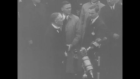 Munich agreement is signed, Chamberlain addresses crowd Stock Footage 252511989