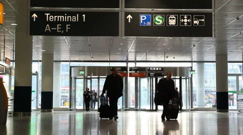 Munich airport passengers Stock Footage 24335039