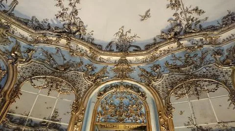 Munich, Bavaria, Germany - August 30, 2018: interiors of the hunting lodges i Illustrazione stock