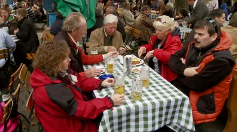 Munich Beer Garden Breakfast Video stock 43386266