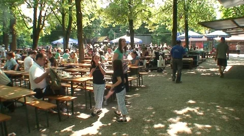 Munich Beer Garden Stock Footage 1062533