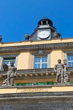 Munich building clock ditail Stock Photos