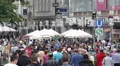 Munich Center Crowded Shopping Street Busy Shoppers Market Square People Crowd HD Footage