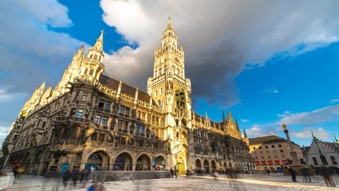 Munich city marienplatz square hyperlapse Video stock 102203758