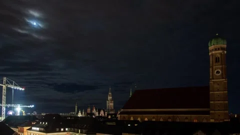 Munich Cityscape Timelapse: Marienplatz Square under Stars Stock Footage 309538672