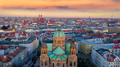 Munich drone aerial footage 스톡 동영상 148081069