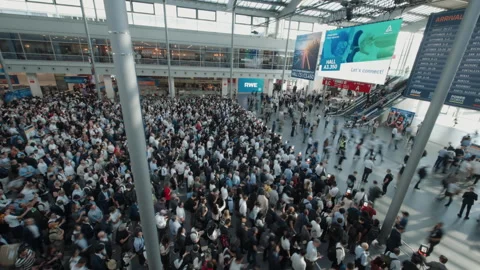 Munich Germany 23 June 2026 Crowded Energy Trade Fair Entrance Stock Footage 337970936