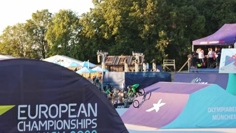 Munich, Germany - Aug 11, 2022: BMX Freestyle European Championsships Stock Footage 211705392
