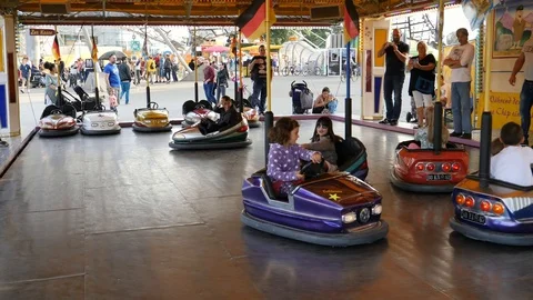 Munich, Germany - AUGUST 20, 2017: Electric bumper cars at a summer festival Stock Footage 95430240