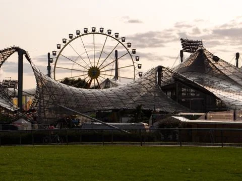 MUNICH, GERMANY - AUGUST 20, 2017: Olympiapark with a ferris whe Stock Photos
