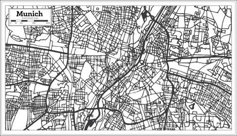 Munich Germany City Map in Retro Style. Outline Map. Stock Illustration