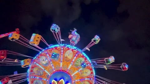 Munich, Germany, December 24, 2024: Exciting Night at the Amusement Park Stock Footage 296106357