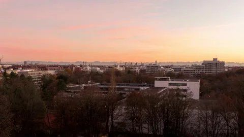 Munich, Germany - Luitpoldpark. Sunset Timelapse Nov. 2020 Stock Footage