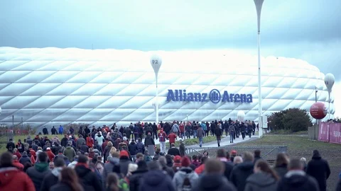 Munich, Germany - Oct. 5, 2019: Fans of famous football soccer club FC Stock Footage 117280660
