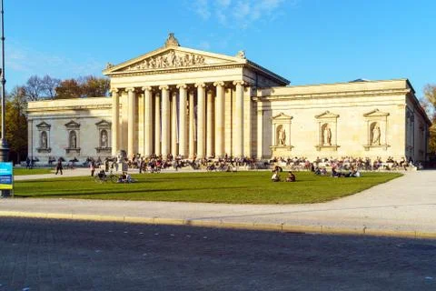 Munich, Germany - October 20, 2017: Students in front of Glyptothek museum of Stock Photos