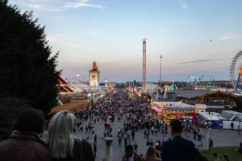Munich, Germany - September 8: View over the Oktoberfest in Munich. The 스톡 사진