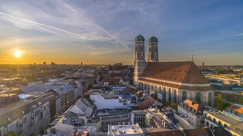 Munich germany sunset over old town 스톡 동영상 127319715