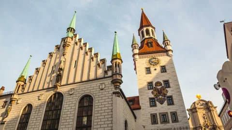 MUNICH, GERMANY, time lapse of The historical town hall on the main square Stock Footage 36299433