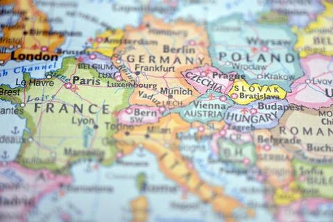 Munich Highlighted on World Map with Elegant Defocused Blur Background Clea.. Stock Photos
