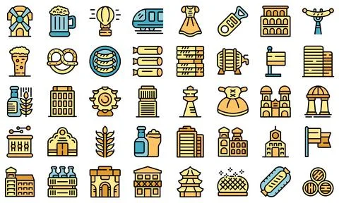 Munich icons set vector flat Ilustración de archivo