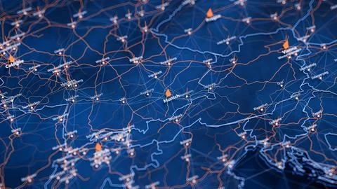 Munich map big data visualization. Futuristic map infographic of city in Germany Stock Illustration