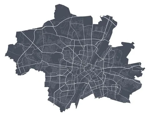 Munich map. Detailed map of Munich city poster with streets. Dark vector. イラスト素材