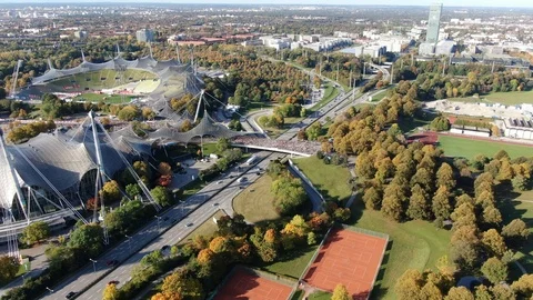 Munich marathon 2019 Drone flight Stock Footage 124580882