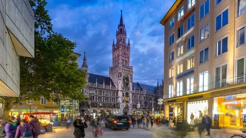 Munich marienplatz square at night 動画素材 127315088