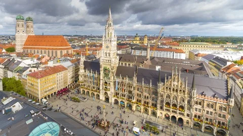 Munich marienplatz square skyline view Video stock 127317955