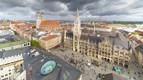 Munich marienplatz time lapse 스톡 동영상 127316376