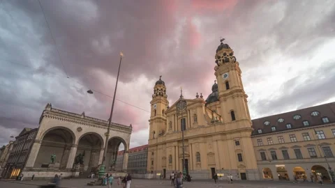 Munich (Mnchen) Germany time lapse 4K, timelapse at Theatine Church Stock Footage 205036562